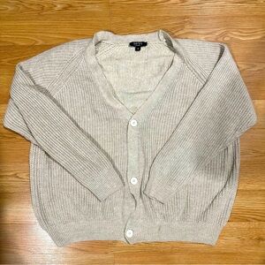 boohooMAN Oversized Raglan Knitted Cardigan - Cream M